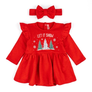 Боди-платье для девочки let it snow двунитка с начесом Dexter`s 80 см красный
