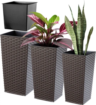 Donice na kwiaty z wkładem Kadax Pesaro K8060 25 cm + 30 cm + 35 cm Mokka