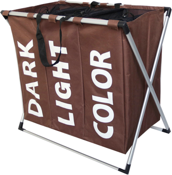 Kosz na pranie Hedo potrójny 130 l Brązowy 54192 (5904041118821)