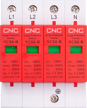 Обмежувач імпульсних перенапруг CNC YCS6-B 4P 30-60KA 385V (NV821716)