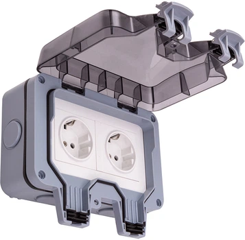 Gniazdko HiSmart podwójne wodoodporne EU IP66 (EL240180)