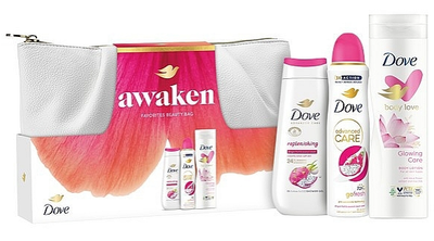  Набір для догляду за тілом Dove Awaken Гель для душу Advanced Care 225 мл + Дезодорант-спрей Advanced Care 150 мл + Бальзам для тіла Glowing Care 250 мл (8721201969614)