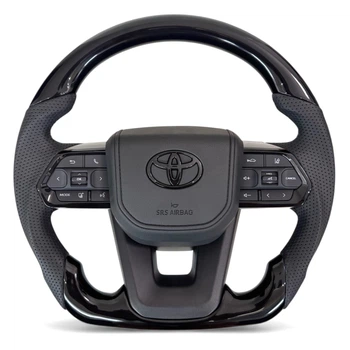 Анатомічне кермо для Toyota Land Cruiser 200, Prado 150. Без підігріву. Рояльний лак. Чорний логотип.