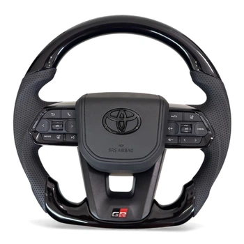 Анатомический руль для Toyota Land Cruiser 200, Prado 150. GR. Без подогрева. Рояльный лак. Черный логотип. В сборе.
