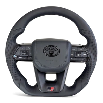 Анатомический руль для Toyota Land Cruiser 100, Prado 120. GR. Кожа. Подушка из кожи - черный логотип. В сборе.