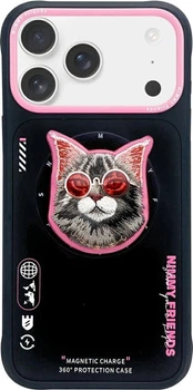 Панель Nimmy Glasses Cool Cat MagSafe для Apple iPhone 17 Pro Max Black-Pink (6971080314421)