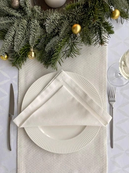 Салфетка белая 45 х 45 см из хлопкового жаккарда Giza 87 Christmas Fine Dining – белый