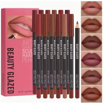 Набор карандашей для губ Beauty Glazed Nude 12 шт матовые контурные карандаши для губ нюдовые и коричневые оттенки (122535230)