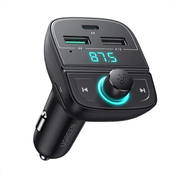 FM-трансмиттер Ugreen CD229 Bluetooth 5.0 USB-C PD 20W + QC 3.0, MicroSD / USB-Flash Черный (80910)