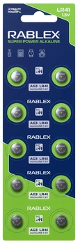Батарейки Rablex BUTTIN CELL AG3 (LR41) 10 шт