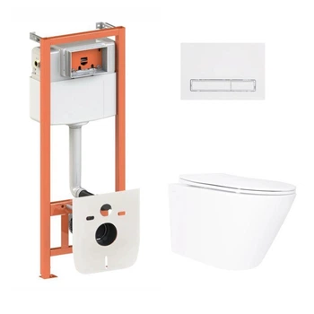 Готовое решение Qtap для ванной комнаты: подвесной унитаз Swan Ultra Quiet 520x360x320 + комплект инсталляции Nest 4 в 1 (линейная