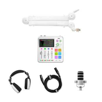Zestaw do produkcji podcastów Rode Creator Bundle Solo Podcast Kit White (5906268910042)