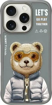 Панель Nimmy Cool&Cute 2.0 Bear для Apple iPhone 16 Pro Grey (6971080319495)