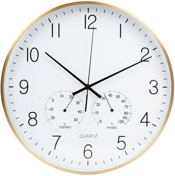 Настінний годинник Vilde 568133 з термометром гігрометром Білий Золотий 38 см (8720573546799)
