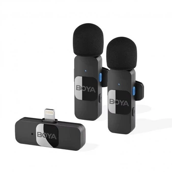 Профессиональный микрофон петличный двойной беспроводной iPhone BOYA BY-V2