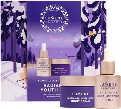 Набір для догляду за обличчям Lumene Nordic Ageless Radiant Youth Gift Set Multi-Peptide Serum Крем для обличчя Night Cream 50 мл + Сироватка для обличчя 30 мл (6412600864380)