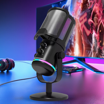 Микрофон M16 игровой для ПК и ноутбука с USB ,шумоподавлением, RGB-подсветкой, кардиоидной диаграммой настольный