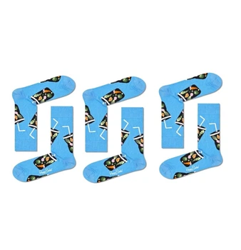 Набор женских носков прикольных высоких хлопковых Happy Socks 194848 36/40 3 пары Синий (2200005145074)