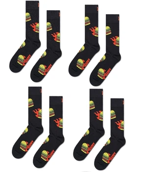 Набор женских носков прикольных высоких хлопковых Happy Socks 194852 36/40 4 пары Черный (2200005145111)