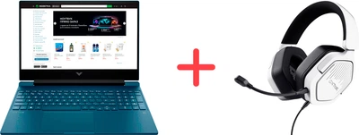 Ноутбук HP Victus Gaming Laptop 15-fb3046ua (BV8X8EA) Performance Blue / 15.6" IPS Full HD 144 Гц / AMD Ryzen AI 7 350 / RAM 24 ГБ / SSD 1 ТБ / GeForce RTX 5060, 8 ГБ+ Навушники Trust GXT492W Carus у подарунок!