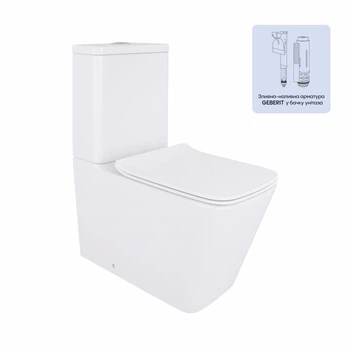 Унитаз-компакт Qtap Crow безободковый с седалием Soft-close QT05222170W