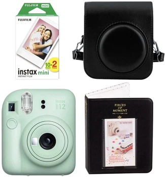 Набір Fujifilm INSTAX Mini 12 Mint Green Black Зелений чорна фотокамера миттєвого друку / картриджі 20 фото / чохол / альбом 64 фото