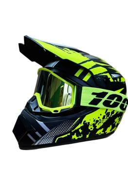 Эндуро кроссовый мотошлем Helmet Green + очки Profi Green