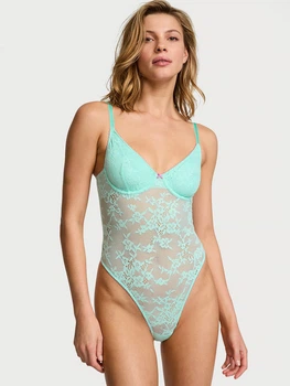 Кружевное боди Victoria's Secret р. М бирюзового цвета (01019)