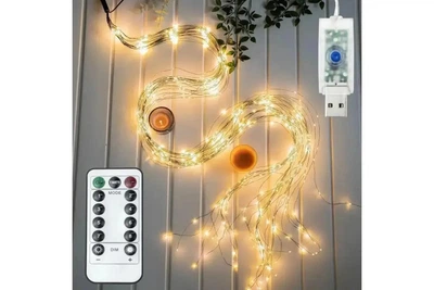Гирлянда «Золотой водопад» (Конский хвост) USB, 2 м, 600 LED, 30 нитей, желтый