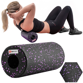 Роллер массажер Hop-Sport EPP 33 см HS-P033YG черно-фиолетовый гладкий пустотелый валик ролик для ног