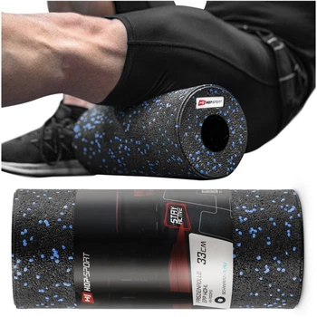 Роллер массажер Hop-Sport EPP 33 см HS-P033YG черно-синий гладкий пустотелый валик ролик для спины