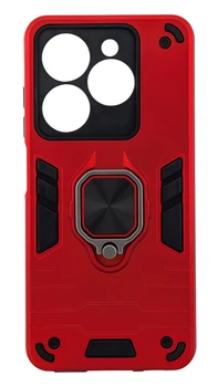 Чехол Armored Force для Infinix HOT 40I (X6528B) противоударный с подставкой кольцо красный