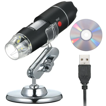 Цифровий мікроскоп 2MP 1600x на підставці з USB підключенням для вивчення деталей та досліджень