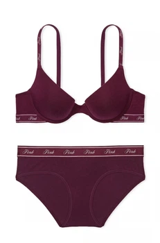 Комплект білизни Victoria’s Secret Push-up Бордовий 34D-L