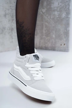Кеды женские высокие Fashion серые зимние на меху 346876_39 (25 см)