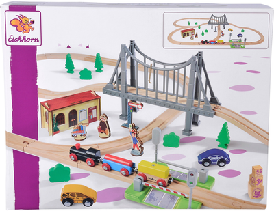 Дерев'яний набір Eichhorn Залізничний комплекс з мостом 55 елементів (4003046009248)