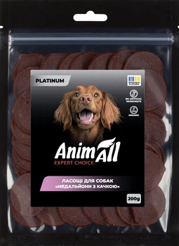 Ласощі для собак AnimAll Platinum Медальйони з качкою 200 г (4820224504223)