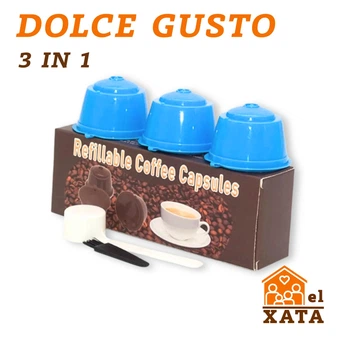Багаторазові капсули для Dolce Gusto 3 шт сині з ложечкою та щіточкою