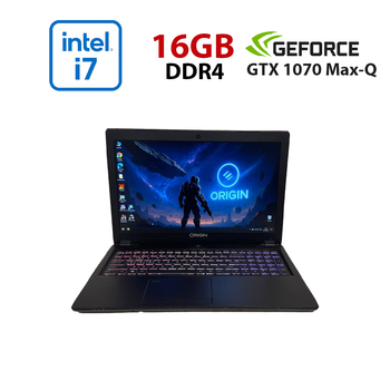 Игровой ноутбук Б-класс Origin Evo 15-S P950ER-U / 15.6" (1920x1080) IPS / Intel Core i7-8750H (6 (12) ядер по 2.2 - 4.1 GHz) / 16 GB DDR4 / 128 GB SSD + 500 GB HDD / nVidia GeForce GTX 1070 Max-Q, 8 GB GDDR5, 256-bit б/у