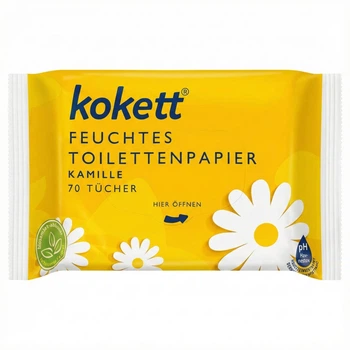 Вологий туалетний папір Kokett Kamille з екстрактом ромашки 70 шт.