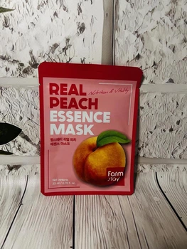 Тканинна маска для обличчя Farmstay Real Peach Essence mask освіжаюча з екстрактом персика 23мл