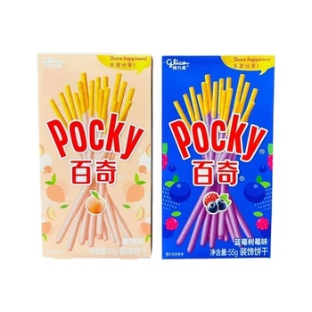 Японські палички Glico Pocky 55 г (Peach / Raspberry & Blueberry)