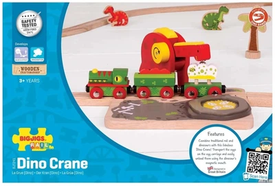 Drewniany zestaw Bigjigs Rail Dźwig kolejowy Dinozaur (0691621092415)