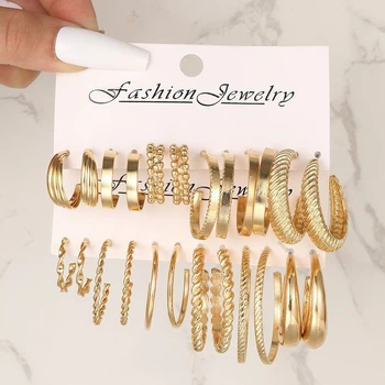 Серёжки-полукольца Fashion Jewelry золотистые 24 штук