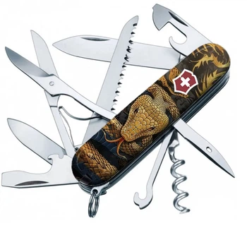 Ніж складаний, мультитул Victorinox Huntsman Zodiac (91мм, 17 функцій), золота змія 1.3713.3.Z4280pk