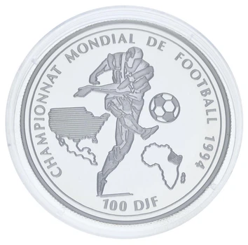 Монета Джибуті 100 франків 1994 Срібло Proof Чемпіонат світу з футболу 1994 у США (Ag 925, 31,47 грам)