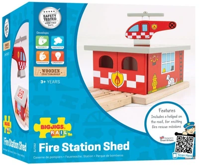 Drewniana stacja straży pożarnej Bigjigs Rail depo kolejowe (0691621092620)