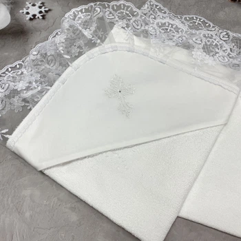 Крыжма для крещения Ажурная 90х90 белая
