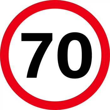 Знак 70 на авто зйомний магнітний 14см*14см