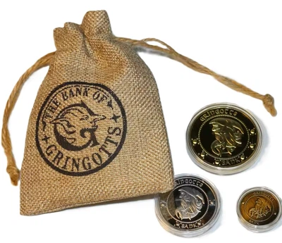 Сувенірні монети 1 Галеон Гаррі Поттер. Грінготс. Дракон. Gringotts Bank Coin Collection. Harry Potter Galleon